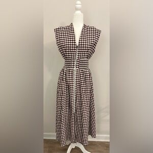 Classic Brown and White Gingham Dress